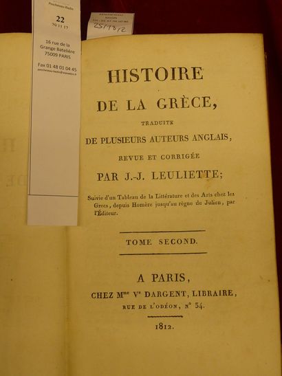 [GOLDSMITH (Olivier)] Histoire de la Grèce, traduite de plusieurs auteurs anglais,...