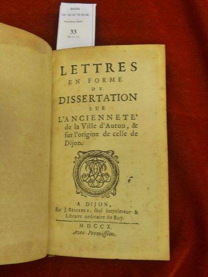 null Lettres en forme de dissertation sur l'ancienneté de la ville d'Autun, & sur...