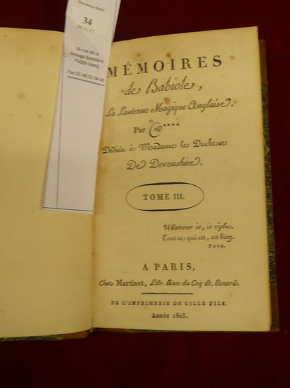 null Mémoires de Babiole, ou la lanterne magique anglaise.... P. Martinet 1802/1803....
