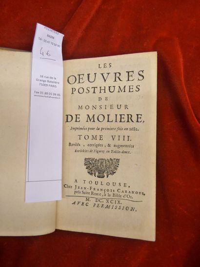 MOLIÈRE MEZERAY, François Eudes de Oeuvres. Nouvelle et dernière édition. Enrichies...