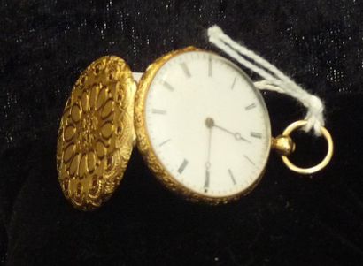 null MONTRE DE DAME à clé, en or jaune gravé d'une rosace. LEROY & Fils. XIXème siècle....