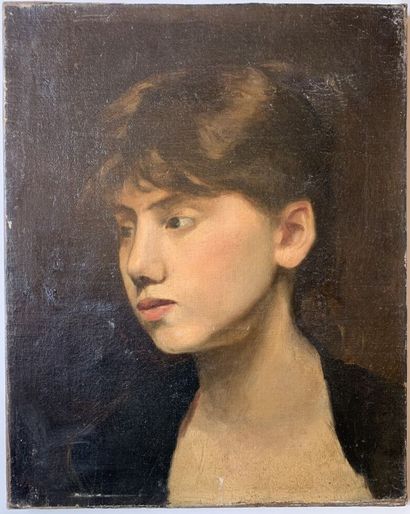 null École du XIXe siècle 
Portrait de jeune fille
Huile sur toile. 
40 x 32 cm 
Restaurations,...