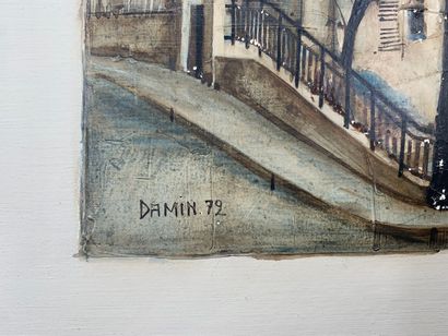 null Georges DAMIN (1942) 
Vue d'une ruelle, Montmartre
Huile sur toile, signée en...