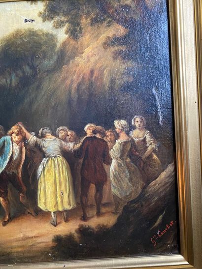 null École de la fin du XIXe siècle
La ronde de danse 
Huile sur toile, porte une...
