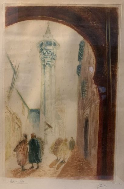 null William Adolphe LAMBRECHT (1876-1940)
Couple se promenant dans le palais Hydra
Gravure...