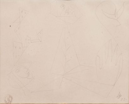null Léopold SURVAGE (1879-1968) 
Ville 
Crayon sur papier, signé en bas à droite....