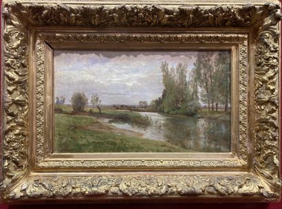 null Emile ISENBART (1846-1921)
Vue de rivière
Huile sur toile signée en bas à gauche
31,5...