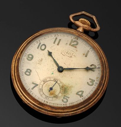 null Pocket watch in 800 thousandths silver and 750 thousandths gold, engraved back,...