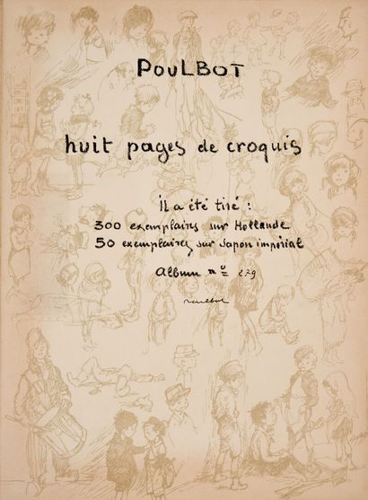 null Francisque POULBOT. Huit pages de croquis. 

(Paris, Les Belles éditions), s.d....