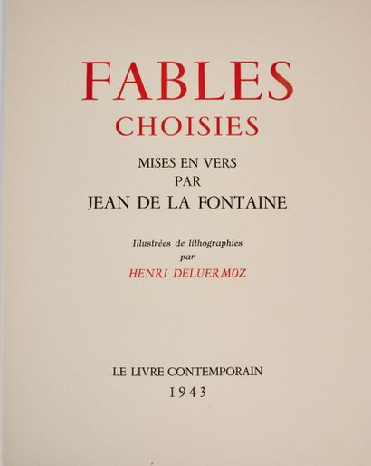 null Jean de LA FONTAINE. Fables choisies.
 
Paris, Le Livre Contemporain, 1944....