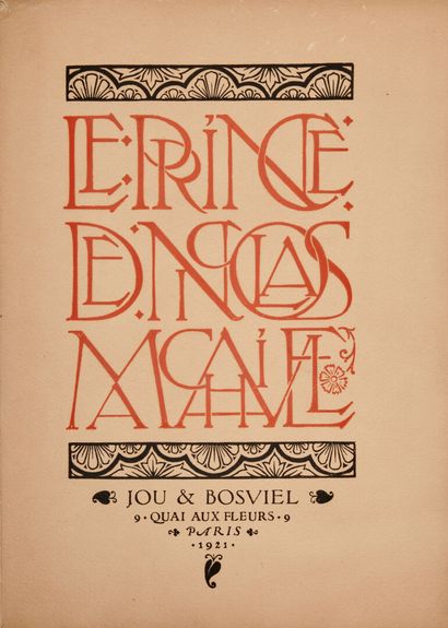 null Nicolas MACHIAVEL. Le Prince. 

Paris, Jou & Bosviel, 1921. In-4, broché.

Feuille,...