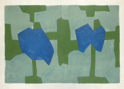 Serge POLIAKOFF (1900-1969) Composition bleue et verte, 1969 Lithographie en couleurs,...