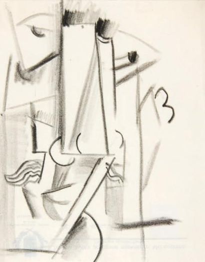 OTTO GUTFREUND (1889-1927) Composition cubiste, circa 1911-1919 Fusain sur papier,...