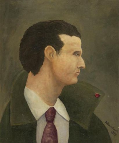 André BAUCHANT (1873-1958) Portrait de Mermoz, 1938 Huile sur toile, signée et datée...