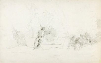 Camille PISSARRO (1830-1903) Paysage Dessin double face. Mine de plomb sur papier....