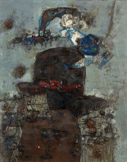 THEO TOBIASSE (1927-2012) Le fou, le chat et mon chapeau, 1962 Huile sur toile, signée...