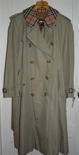 BURBERRY'S Trench coat homme en coton mastic, col et doublure amovible en laine tartan,...