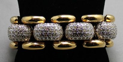 Yves Saint LAURENT Bracelet à gros maillons en métal doré et strass à imitation de...