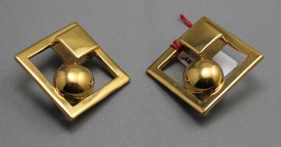 Paco RABANNE Paire de boucles d'oreilles en métal doré à motifs géométriques
