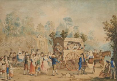 ATTRIBUÉ À LUIGI DEL GIUDICE (1780-1825) Le retour de la fête de la Madonna del Arco...
