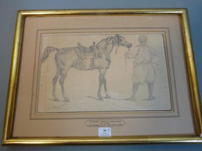 ECOLE FRANCAISE DU XIXÈME SIÈCLE, D'APRÈS CARLE VERNET Mamelouk tenant son cheval...