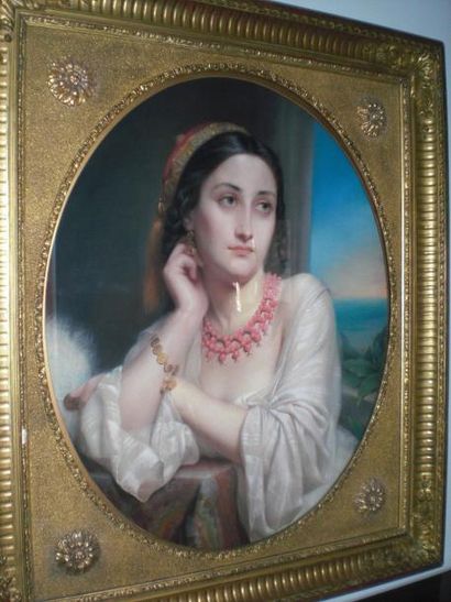 SOPHIE AIZELIN (1820-1882) La belle Sicilienne Pastel 71 x 58 cm