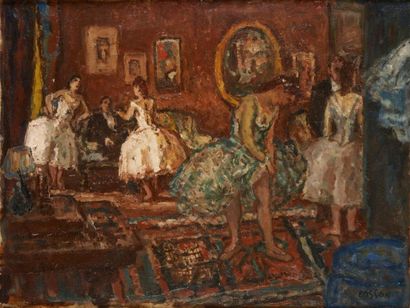 Marcel COSSON (1878-1956) Dans la loge Huile sur toile Signée en bas à droite 46...