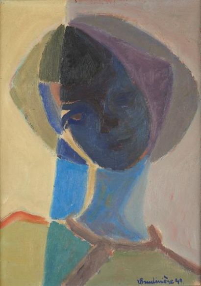 Robert BAUDINIERE (XXème siècle) Portrait de femme, 1940 Huile sur toile Signée en...