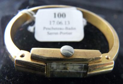 null Montre bracelet de dame, rectangulaire, mécanique et son bracelet rigide formant...
