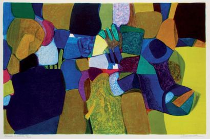 Denise BOURDOUXHE (1925- 1990) La petite maison Lithographie en couleurs. 63,5 x...