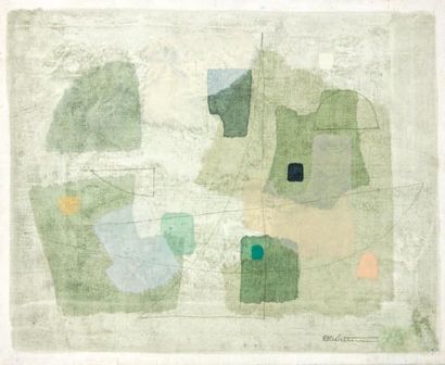 Eugène Roy WITTEN (1920-2004) Softy Greens Huile sur toile, signée en bas à droite....