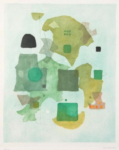 Eugène Roy WITTEN (1920-2004) Reflets verts Gravure en couleurs. 76,5 x 57 cm -15...