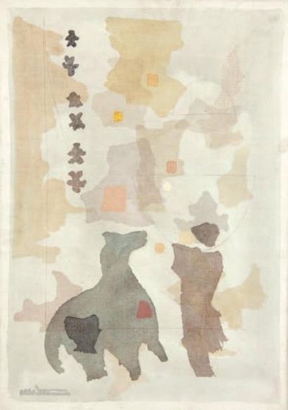 Eugène Roy WITTEN (1920-2004) Homme et cheval Huile sur toile, signée en bas à gauche....