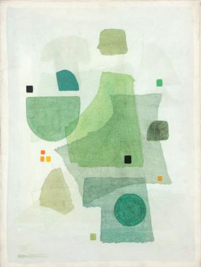 Eugène Roy WITTEN (1920-2004) Dominante verte Huile sur toile, signée en bas à droite....