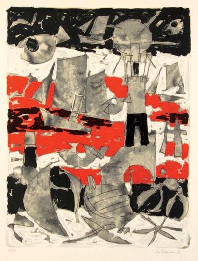 Claude VENARD (1913-1999) La Mer Rouge Lithographie en couleurs, signée en bas à...