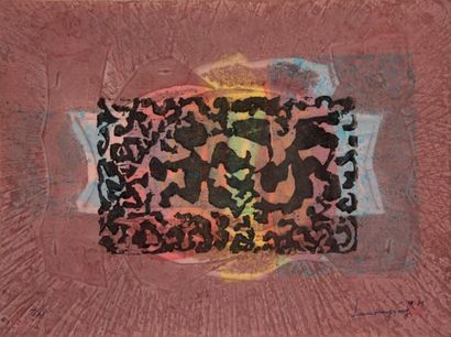 LEE Hang Sung (né en 1919) Sans titre, 1981 Bois gravé en couleurs sur papier de...