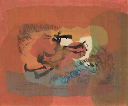 LEE Hang Sung (né en 1919) Sans titre, 1973 Bois gravé en couleurs sur papier de...