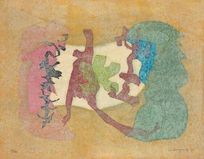 LEE Hang Sung (né en 1919) Le lac blanc, 1975 Bois gravé en couleurs sur papier de...