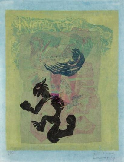 LEE Hang Sung (né en 1919) Sans titre, 1981 Bois gravé en couleurs sur papier de...