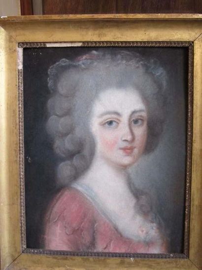 null Ecole française dans le goût du XVIIIe siècle, portrait de femme, pastel sur...