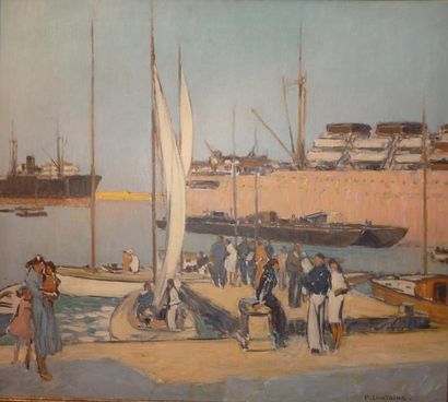 LANTOINE FERNAND (1876-1955) Le Port de la Ciotat Huile sur toile signée en bas à...