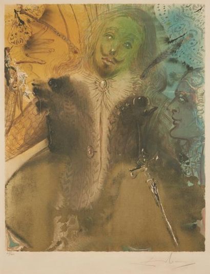 DALI Salvador (1904 -1988) Le Marquis de Sade Lithographie en couleur et or. Signée...