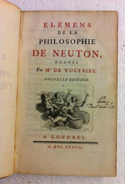 VOLTAIRE François Marie Arouet dit Elémens de la philosophie de Neuton, donnés par...