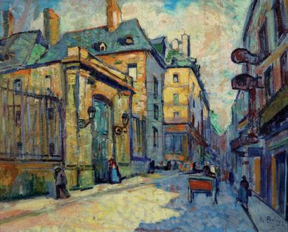 Pierre DE BELAY (1890-1947) La rue Huile sur toile, signée en bas à droite. 59 x...
