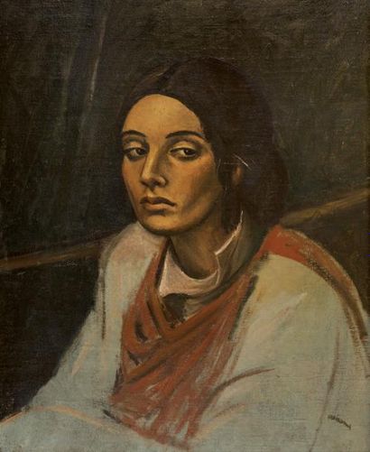 Pere CREIXAMS PICO (1893-1965) Femme en buste Huile sur toile, signée en bas à droite....