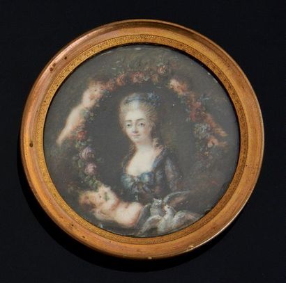 Claude -Jean-Baptiste HOIN (1750 1817) Attribué à Portrait de jeune femme en robe...