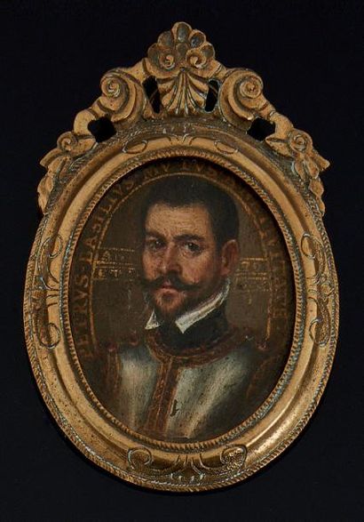 Ecole ESPAGNOLE vers 1650 Portrait de gentilhomme en cuirasse et barbe courte Miniature...