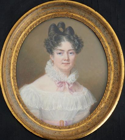 François-Joseph SIEURAC (1781- Vers1832) Portrait de jeune femme en robe de voile...