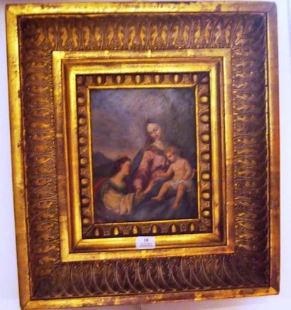 École ITALIENNE vers 1700 Le mariage mystique de sainte Catherine Cuivre 15,5 x 12,5...