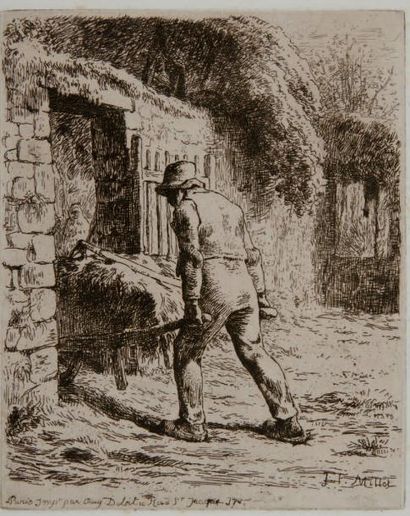 Jean-François MILLET (1814-1875) Le paysan rentrant du foin (Delteil 11; Melot 11)...